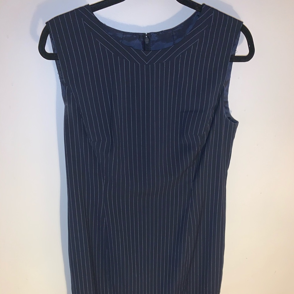 Pinstripe sleeveless sheath dress